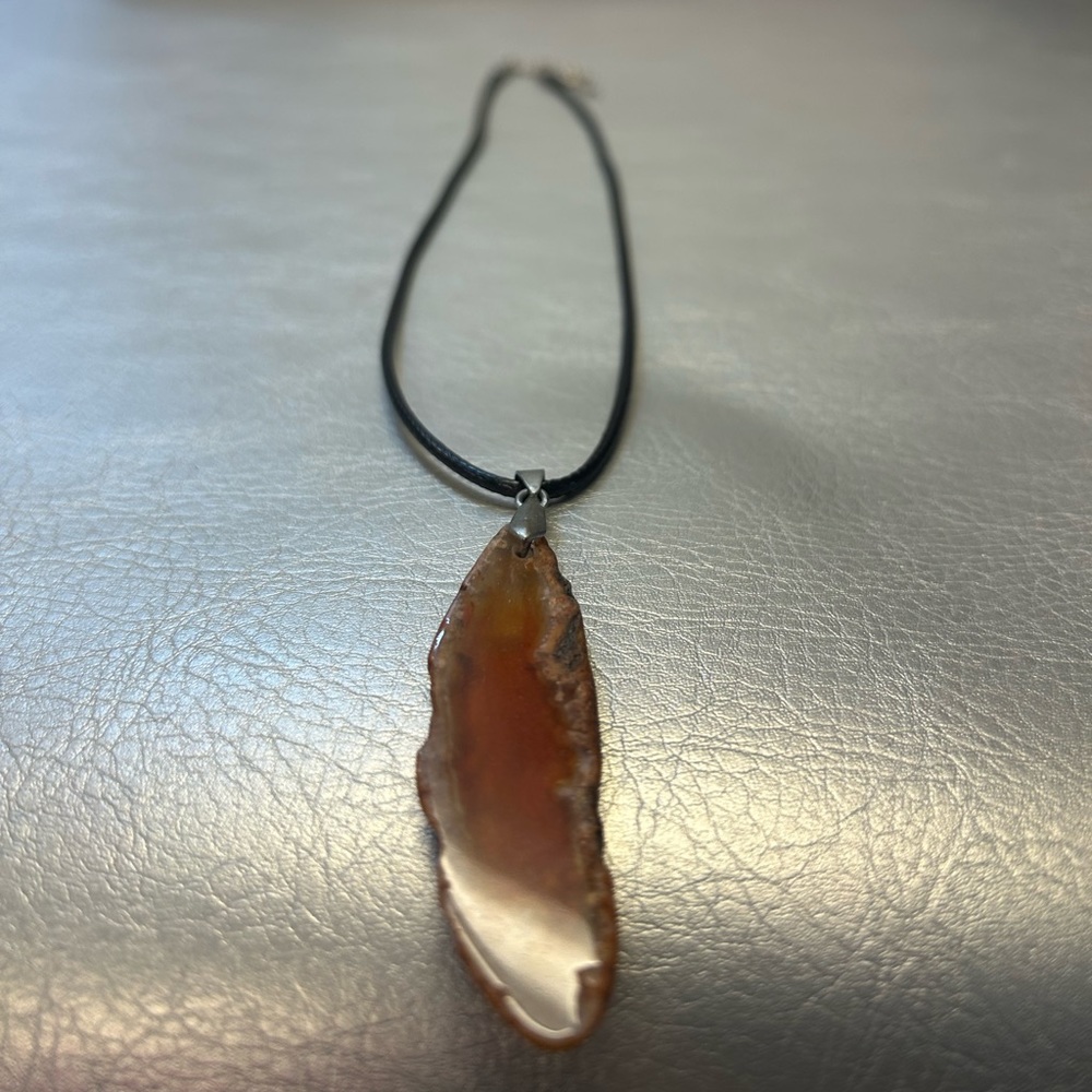Crystal pendant with leather necklace metal clasp
